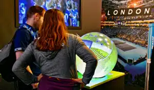 The PufferTouch resembles a tennis ball at this installation